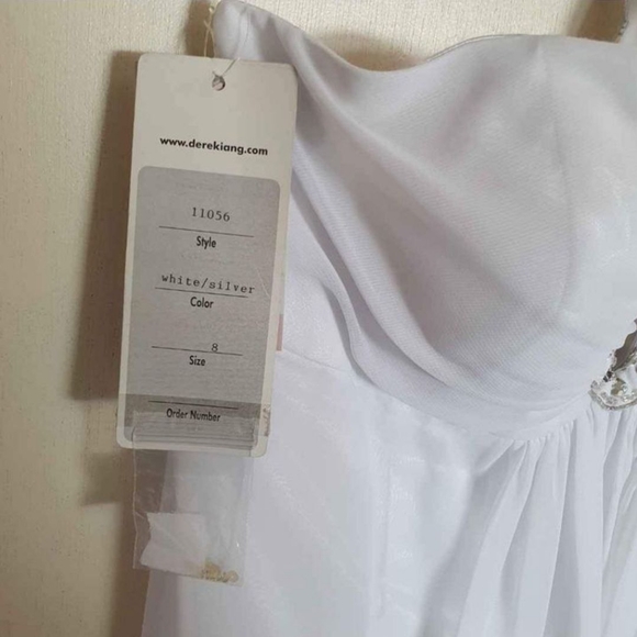 Wedding dress by Derek Iang size 8 original price $475 white silver - Picture 10 of 10